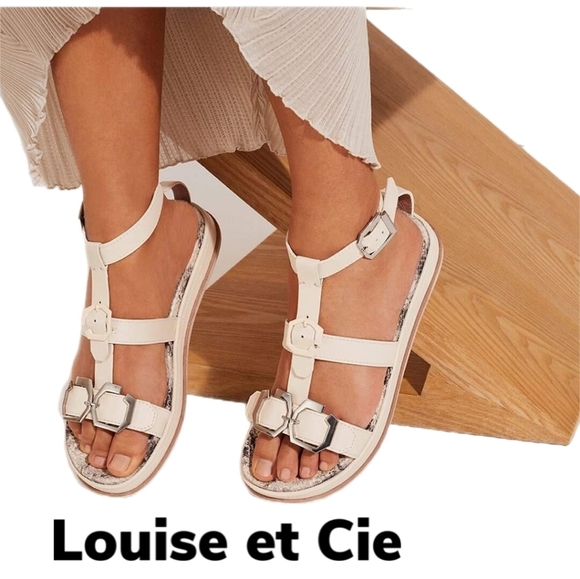 Louise Et Cie Aventi Bone Leather Utilitarin Style Buckle Straps Sandels Sz 8.5M - Picture 1 of 10